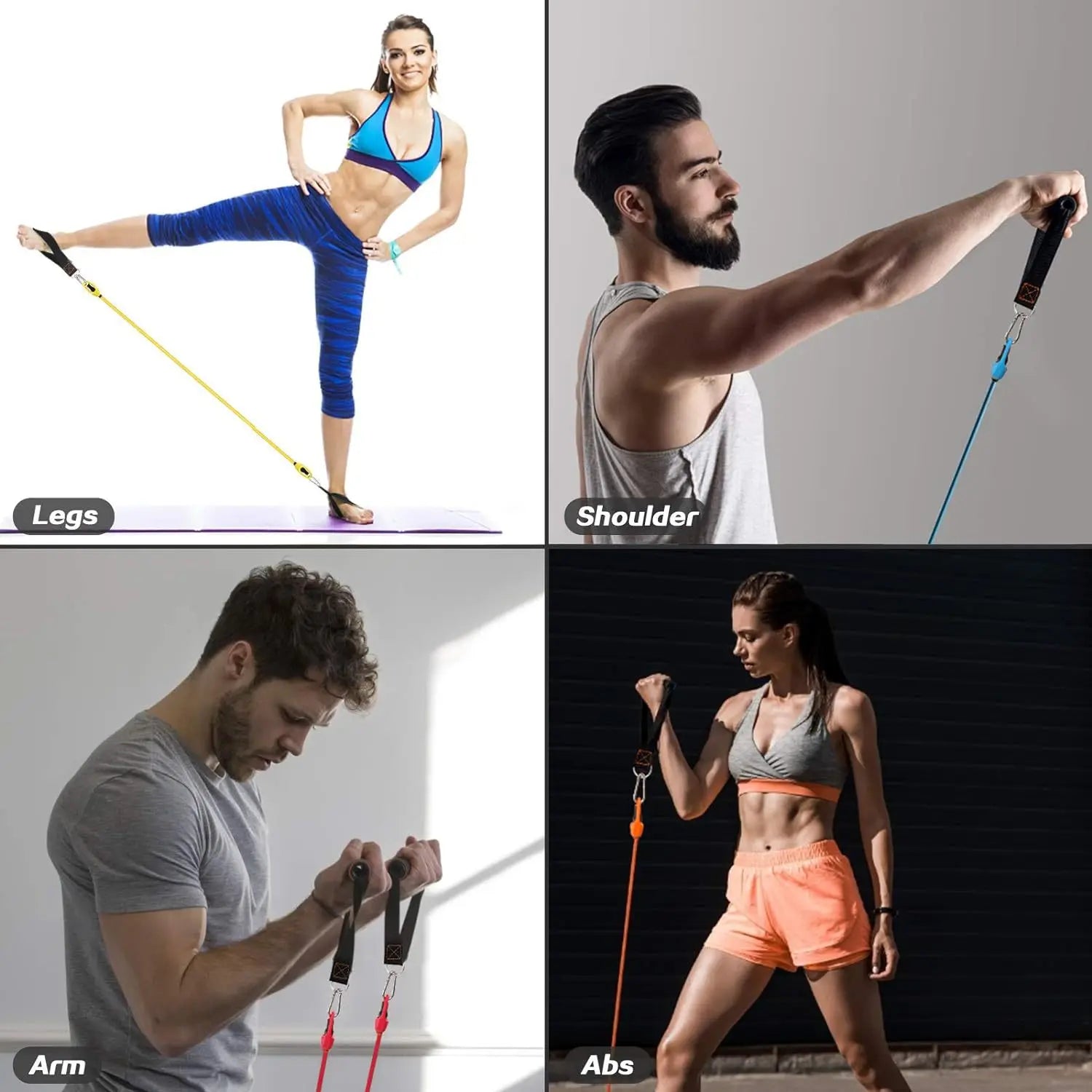 Ensemble de bandes de résistance, bandes d'exercice avec ancre de porte, sangles de cheville pour l'entraînement de résistance, physiothérapie, entraînements à domicile