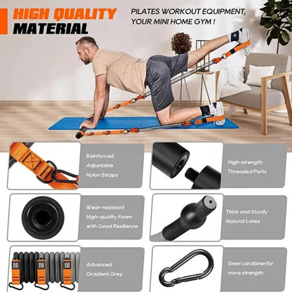 Kit de barre de Pilates avec bandes de résistance, équipement d'entraînement Pilates, bâton de Yoga Portable pour bras arrière de hanche, équipement d'entraînement complet du corps
