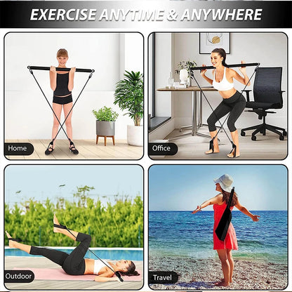 Combinaison de barre de Pilates multifonctionnelle, barre de Fitness, Yoga, Expansion de la poitrine, corde de Tension, entraîneur arrière, corde élastique, ceinture d'étirement