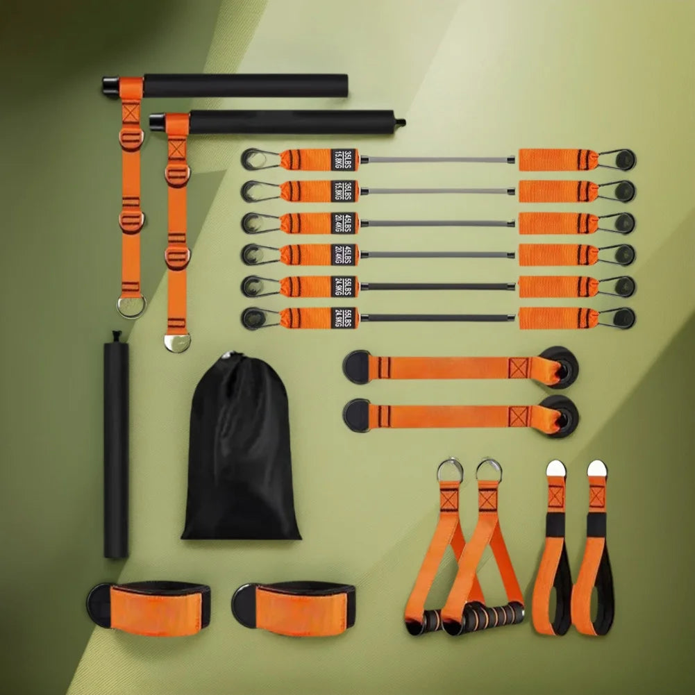 Kit de barre de Pilates avec bandes de résistance, équipement d'entraînement Pilates, bâton de Yoga Portable pour bras arrière de hanche, équipement d'entraînement complet du corps