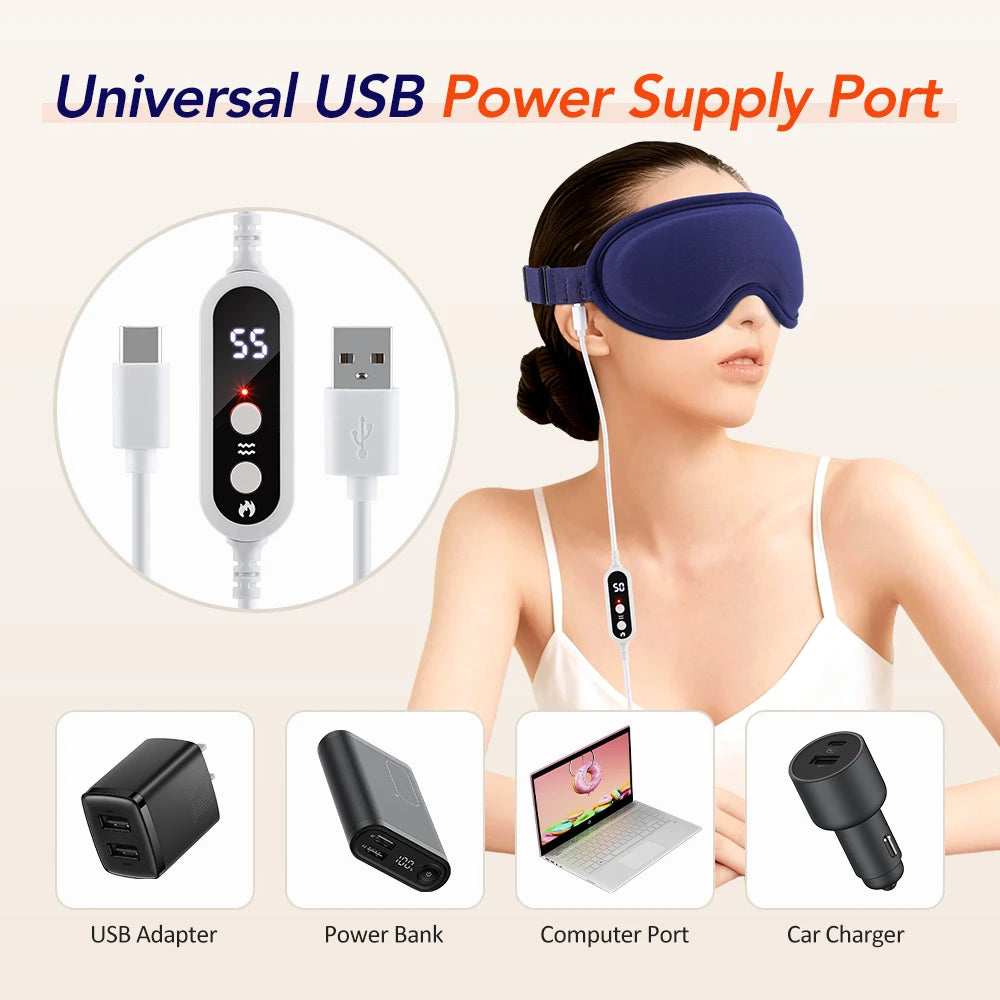 Masque Oculaire Chauffant USB 3D – Massage Vibrant & Anti-Fatigue