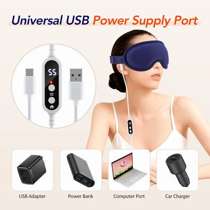 Masque Oculaire Chauffant USB 3D – Massage Vibrant & Anti-Fatigue