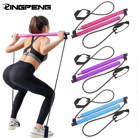 Combinaison de barre de Pilates multifonctionnelle, barre de Fitness, Yoga, Expansion de la poitrine, corde de Tension, entraîneur arrière, corde élastique, ceinture d'étirement
