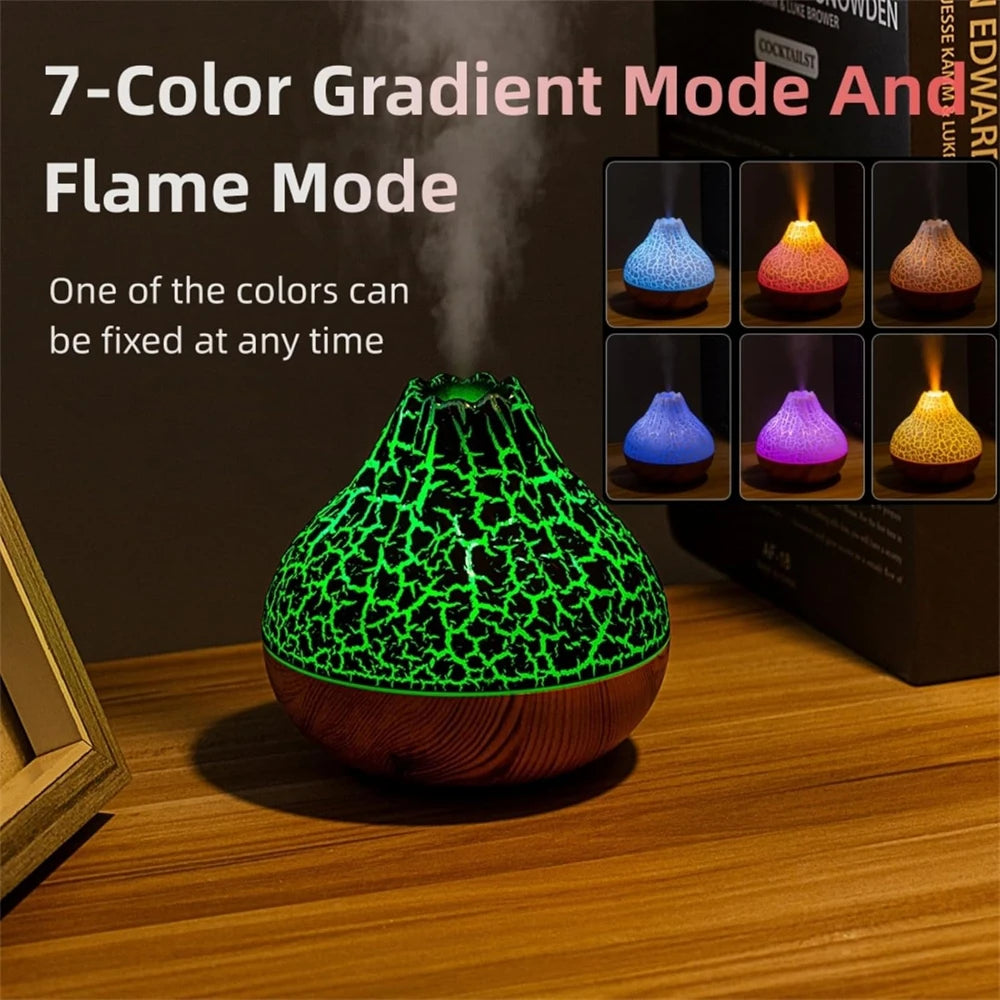Humidificateur Volcanique 300ml – Diffuseur Aromàthérapie & Veilleuse 7 Couleurs