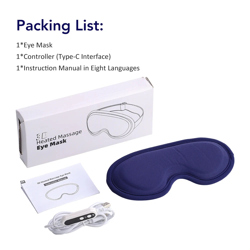 Masque Oculaire Chauffant USB 3D – Massage Vibrant & Anti-Fatigue