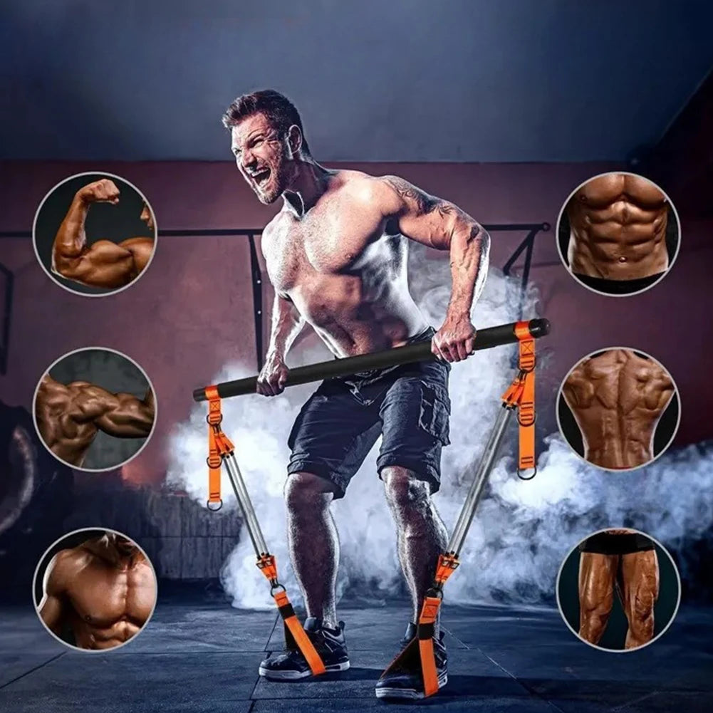 Kit de barre de Pilates avec bandes de résistance, équipement d'entraînement Pilates, bâton de Yoga Portable pour bras arrière de hanche, équipement d'entraînement complet du corps