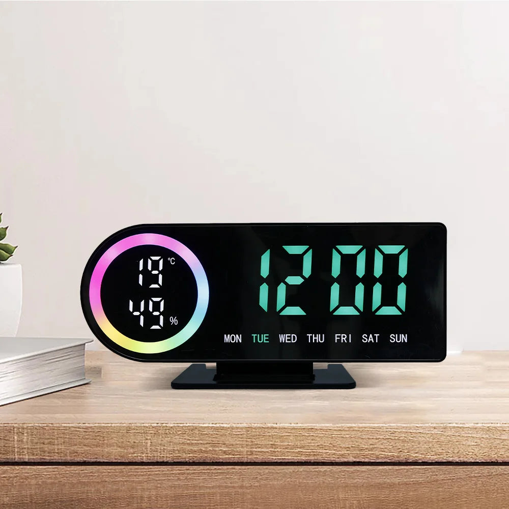 Réveil LED 7 Couleurs – Double Alarme, Température & USB