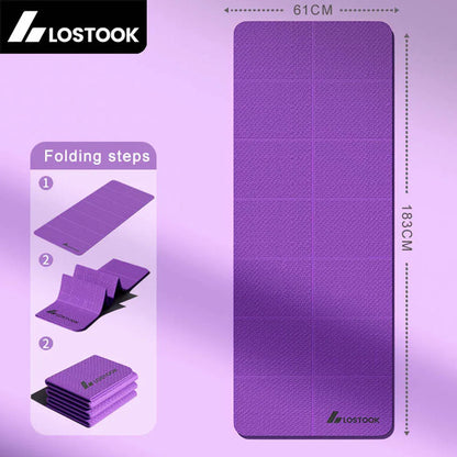 Tapis de Yoga pliable en TPE de 4mm d'épaisseur, facile à ranger, pour exercices de voyage, pour Yoga, Pilates, entraînements à domicile et exercices au sol