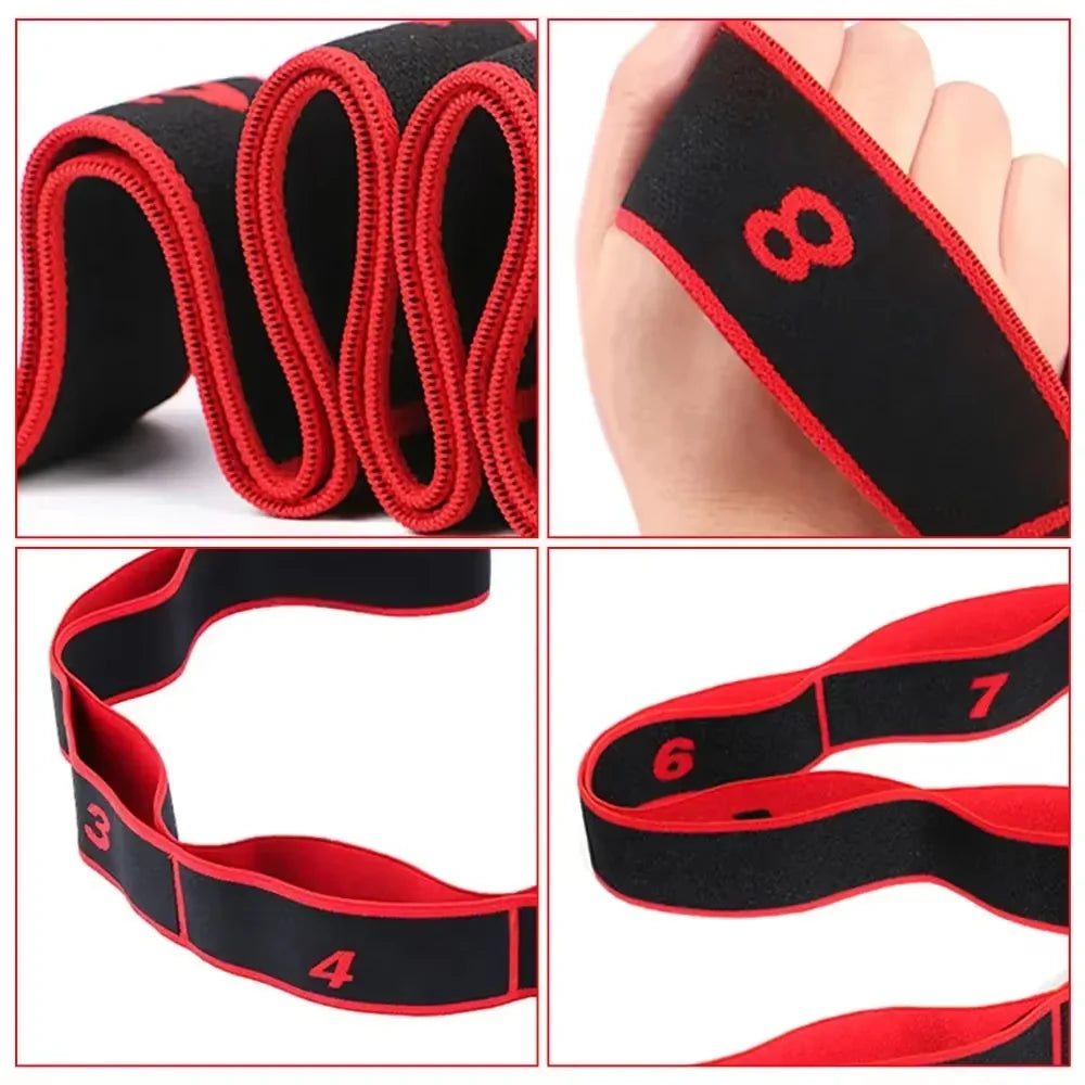 Ceinture d'étirement pour danse, Yoga, 8 sections, Pilates, Fitness, Tension, élasticité numérique, bande de résistance élastique latine