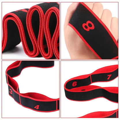 Ceinture d'étirement pour danse, Yoga, 8 sections, Pilates, Fitness, Tension, élasticité numérique, bande de résistance élastique latine