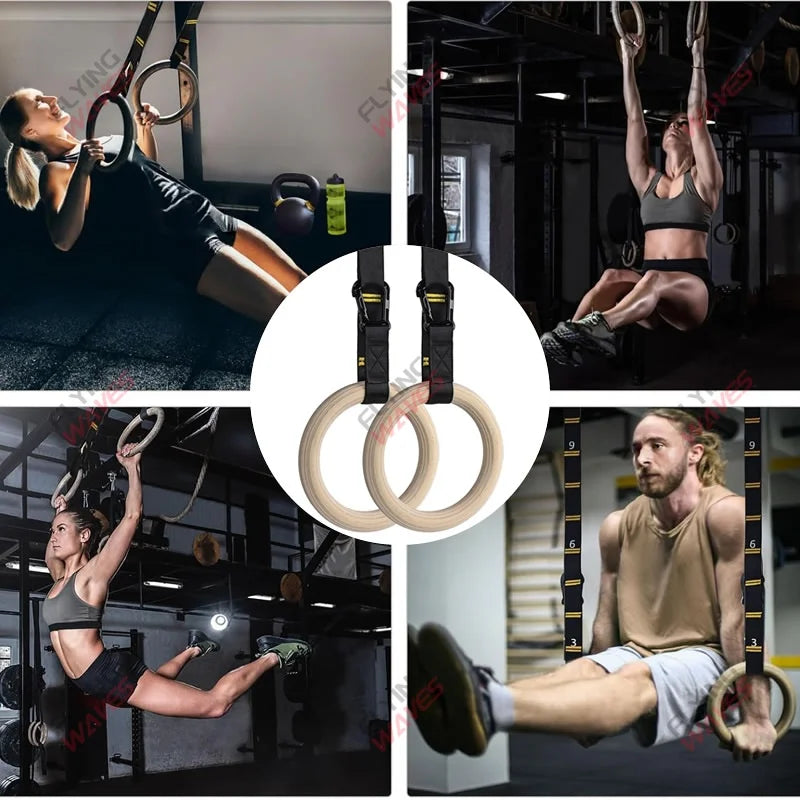 RingForce™ – Anneaux de Gymnastique en Bois Réglables