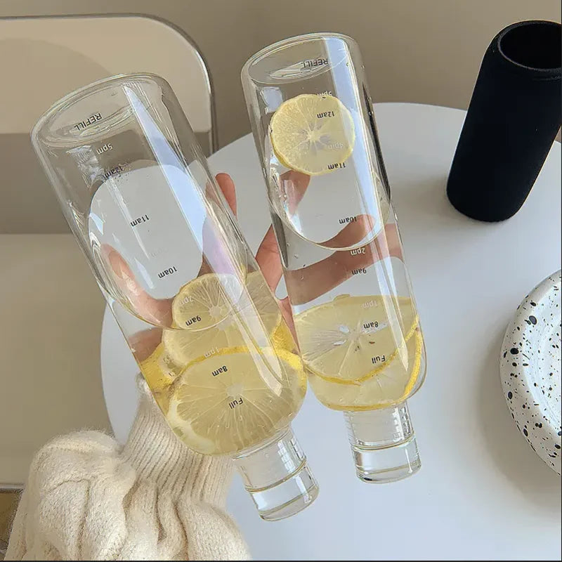 Bouteille d'Eau Motivée 500ml – Échelle de Temps & Fitness