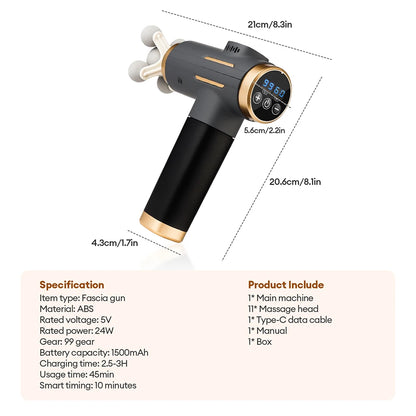 Pistolet de Massage électrique 11 en 1, pistolet de Fascia puissant à 99 niveaux, Vibration à haute fréquence, pistolet de Massage corporel, bras, jambes, masseur musculaire
