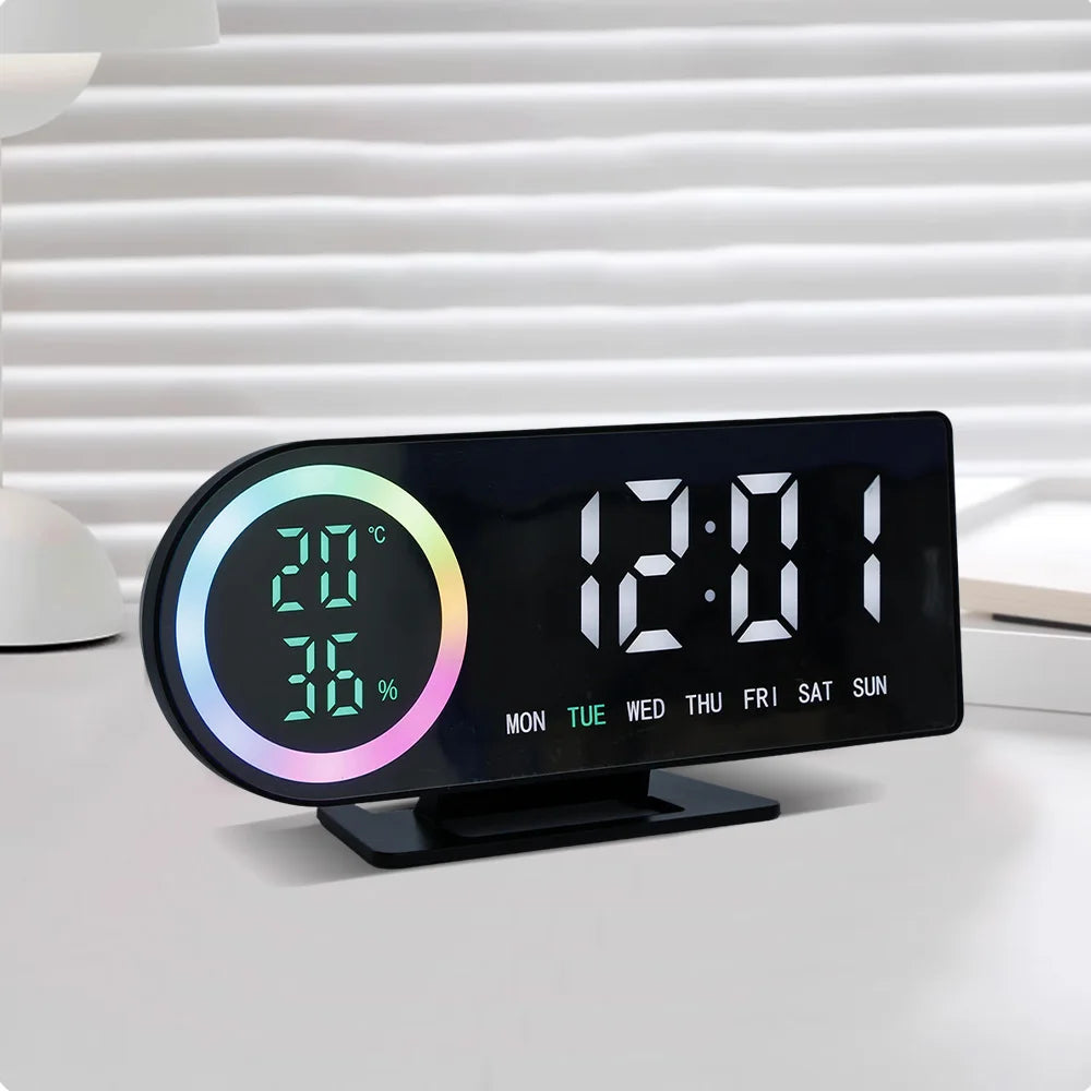 Réveil LED 7 Couleurs – Double Alarme, Température & USB