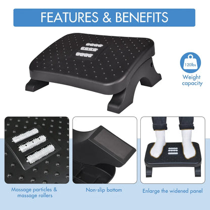 Repose-pieds Ergonomique – Rouleaux Massage & Hauteur Réglable