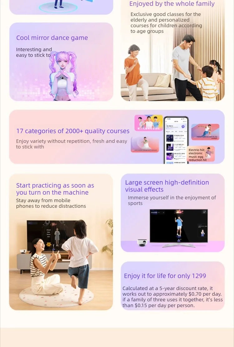Boîte magique de fitness AI, exercice intelligent par stimulation sensorielle, projection TV, console de jeu, machine de danse, équipement de fitness à domicile