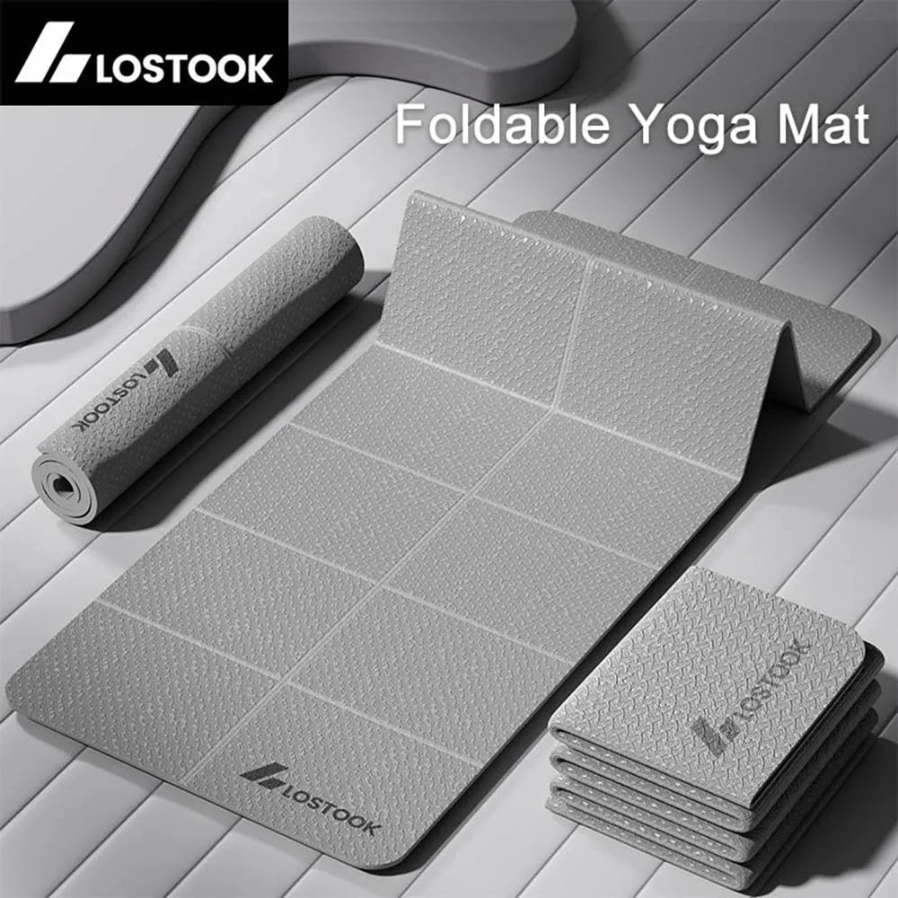 Tapis de Yoga pliable en TPE de 4mm d'épaisseur, facile à ranger, pour exercices de voyage, pour Yoga, Pilates, entraînements à domicile et exercices au sol