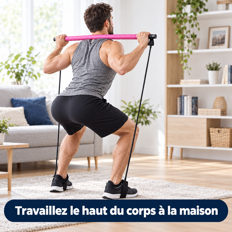 Homme faisant un exercice d'étirement avec la barre de fitness FlexBar