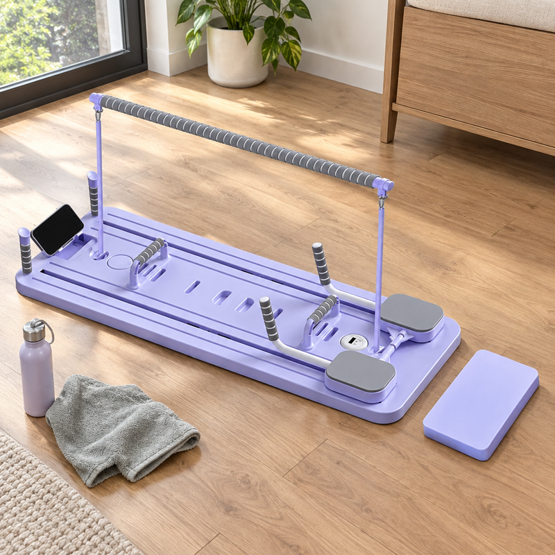 PilatesBoard Pro posée dans un salon lumineux, vue détaillée