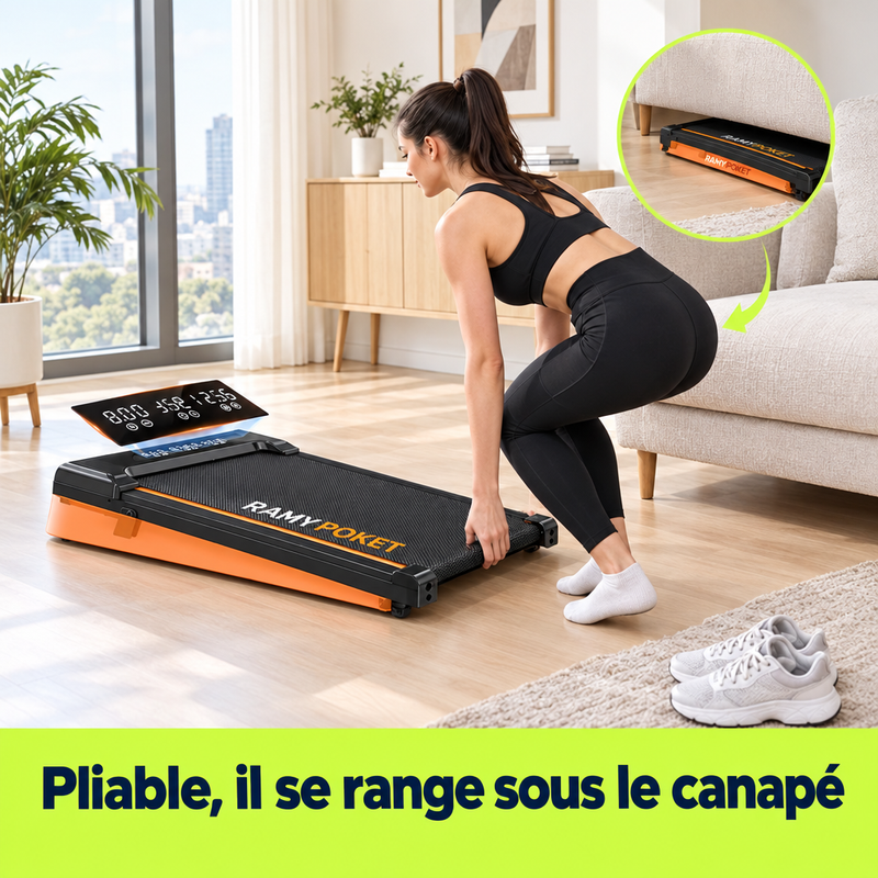 Tapis de marche WalkForce Pro pliable, qui se range sous le canapé