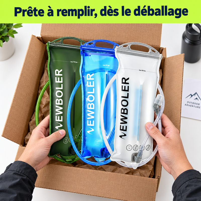 Déballage de la poche à eau HydraFlow, prête à remplir