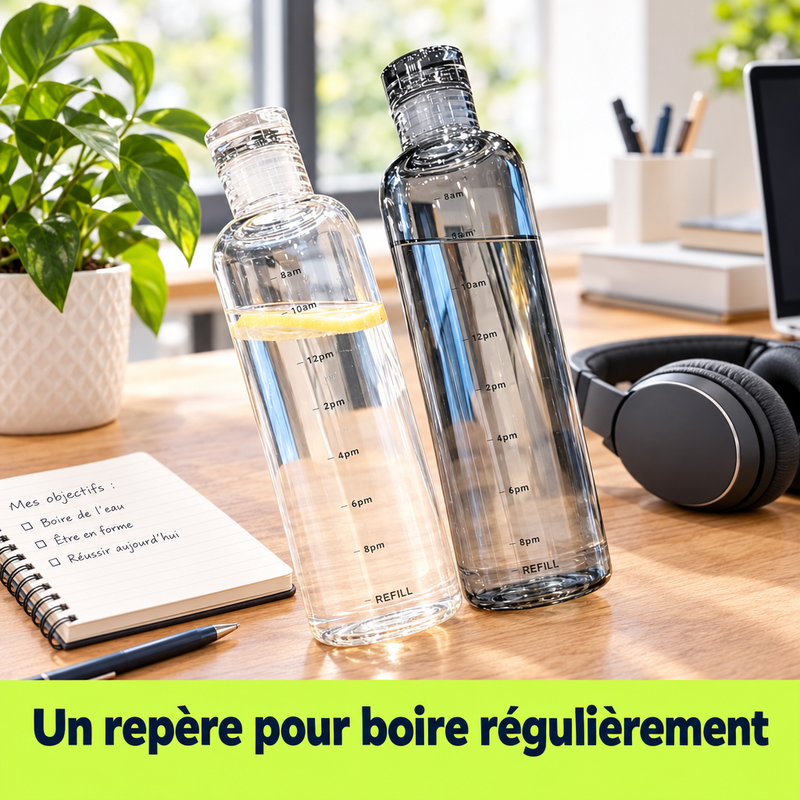 Un repère pour boire régulièrement avec la bouteille TimeSip