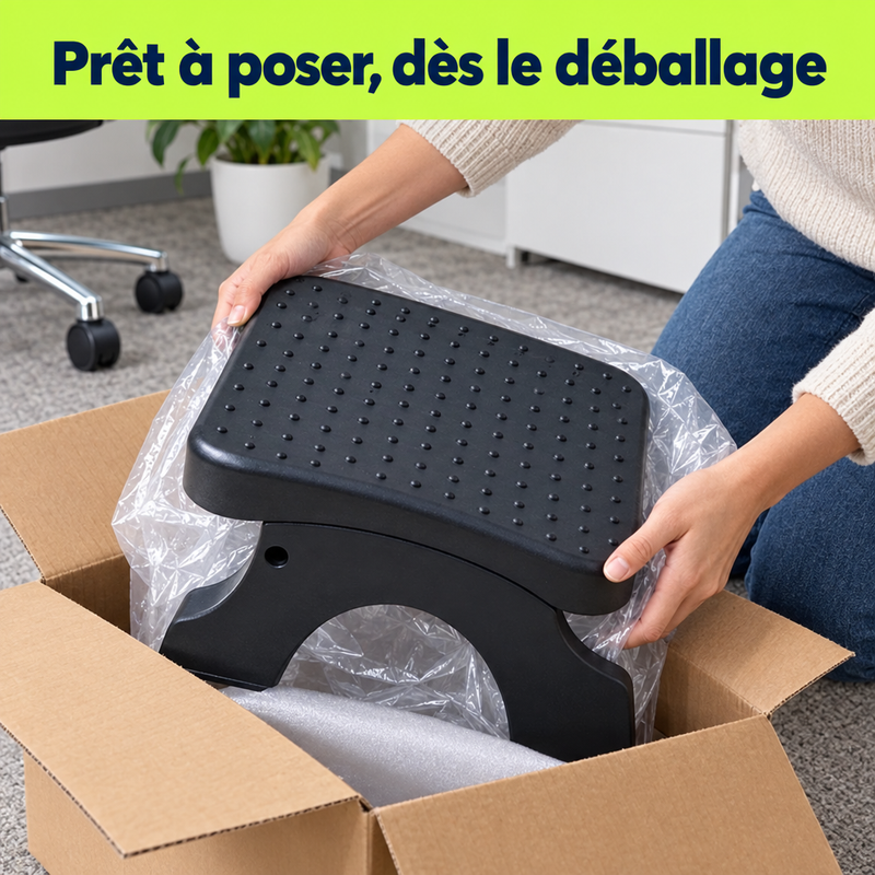 Déballage du repose-pieds FootEase, prêt à poser