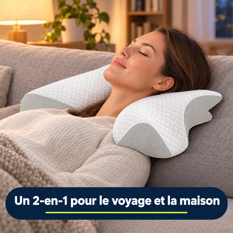 Un 2-en-1 pour le voyage et la maison : oreiller TravelRest