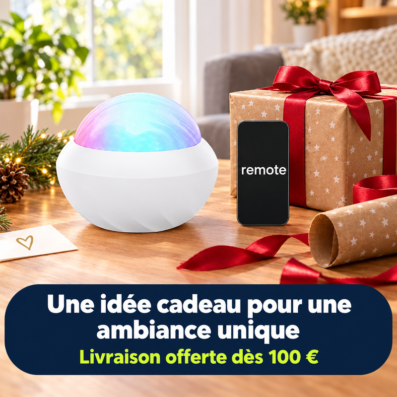 Idée cadeau pour une ambiance unique : projecteur AuroraGlow, livraison offerte dès 100 €