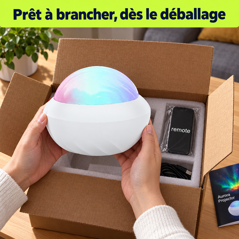 Déballage du projecteur AuroraGlow, prêt à brancher