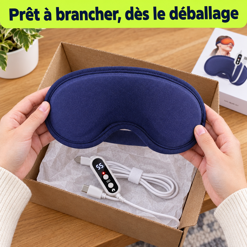 Déballage du masque oculaire chauffant LumiEye, prêt à brancher