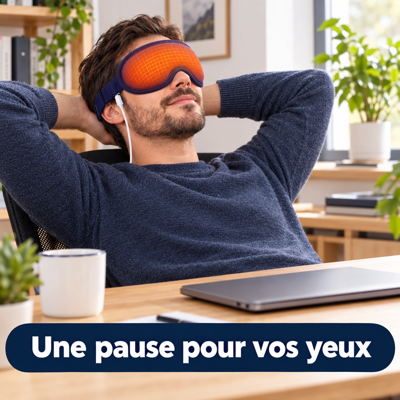Une pause pour vos yeux avec le masque chauffant LumiEye au bureau