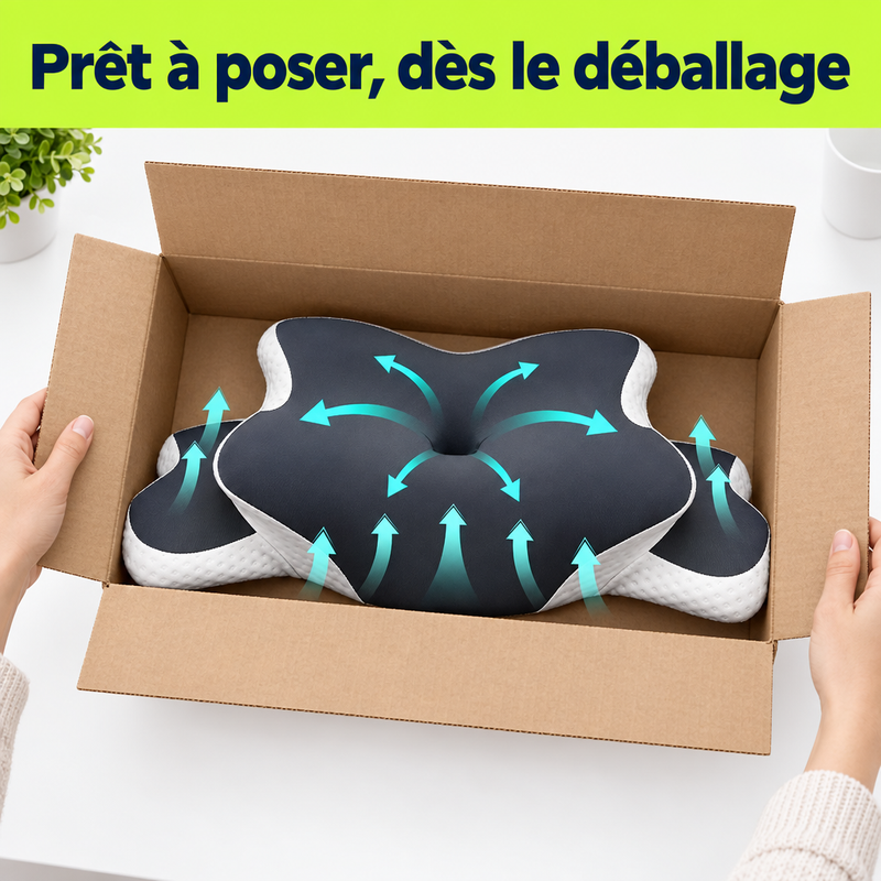 Déballage de l'oreiller de nuque NeckForm™ - prêt à poser dès le déballage